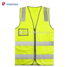 NEW HI VIS Vest Zip Safety Orange/Yellow Horizo ntal Reflective Tape Workwear Night Day Use Pocket Vests